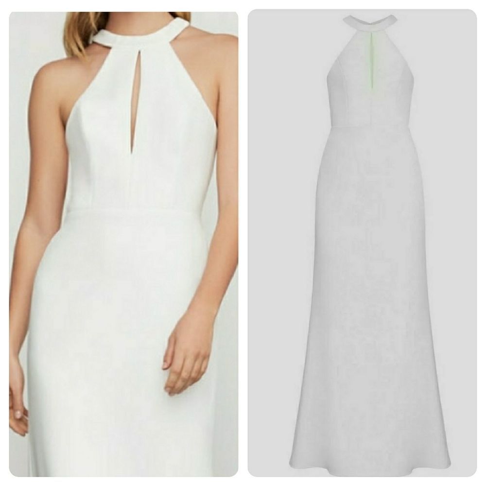 BCBGMaxAzria Racerback Cutout  Halter Gown - Picture 4 of 12